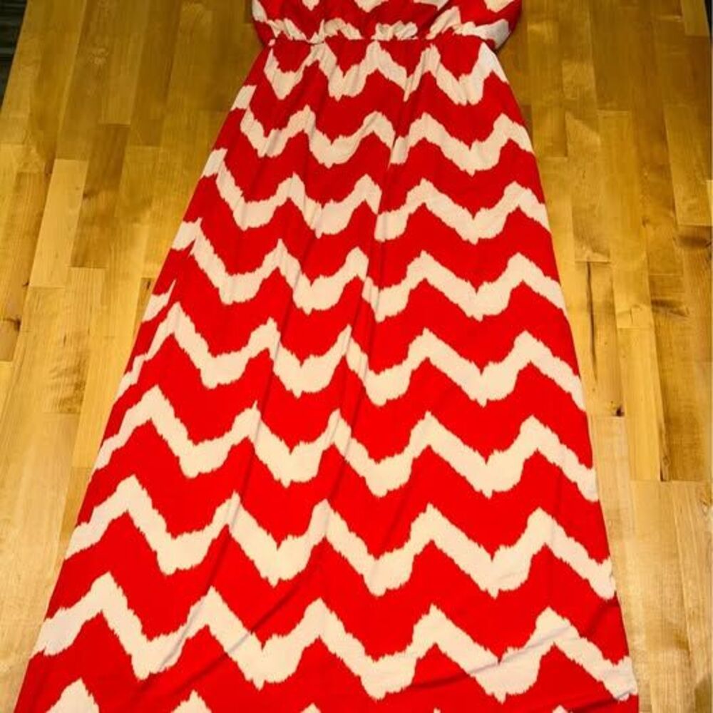 Delirious Los Angeles Orange And White Womens Chevron Dress Size Large